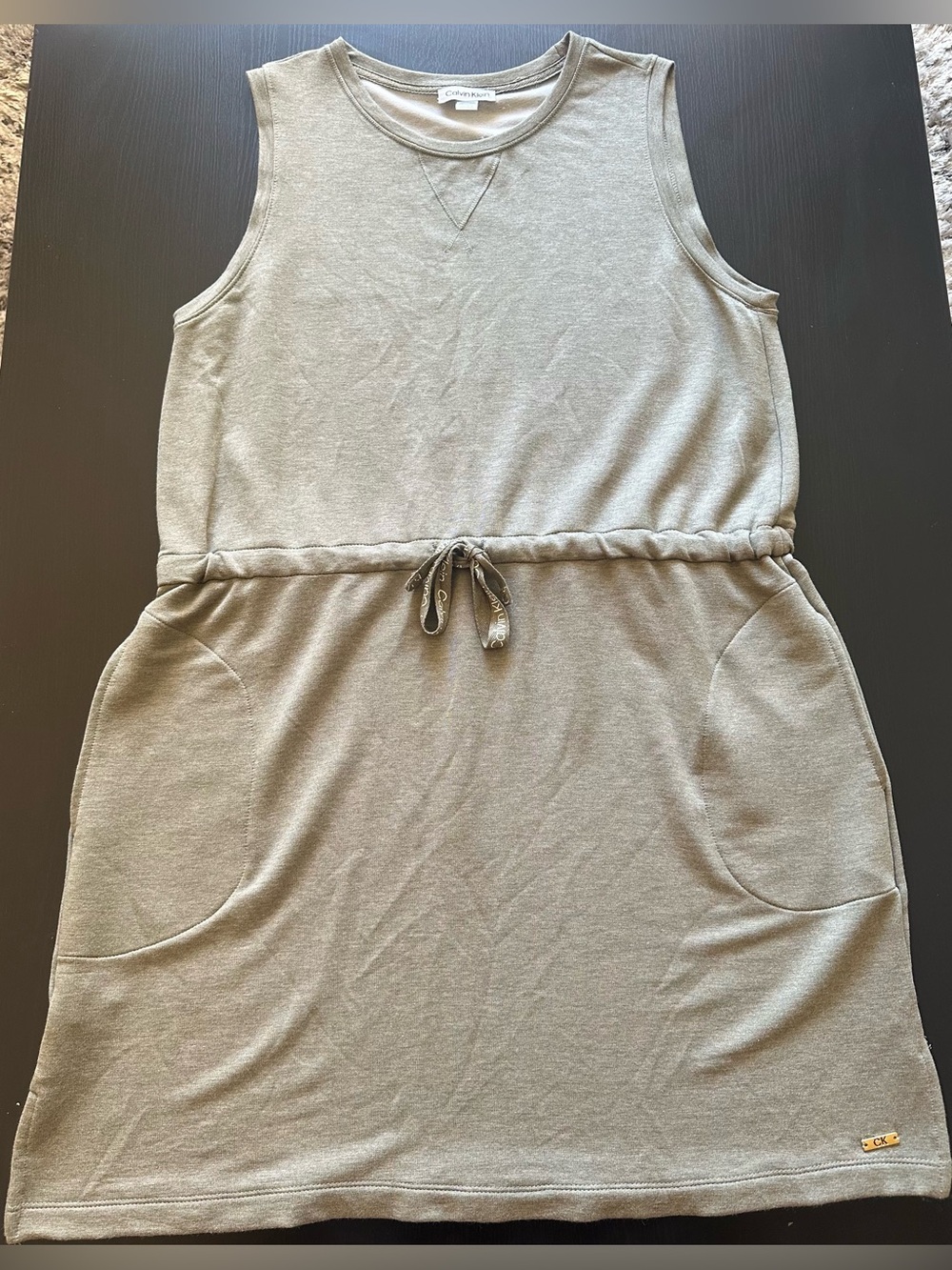 Calvin Klein Sleeveless Drawstring Mini Dress - Taupe